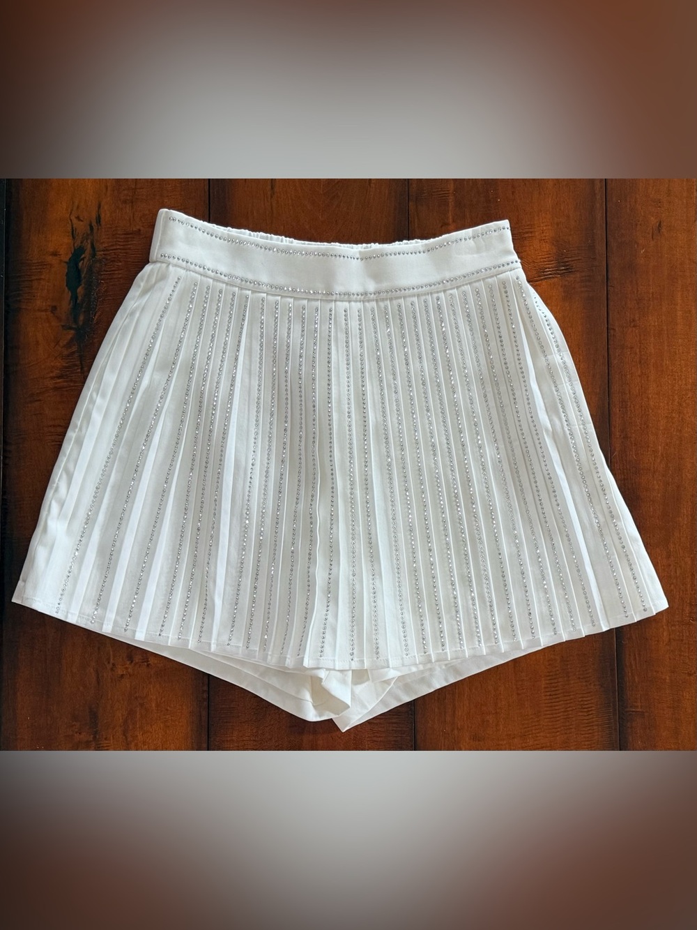 White Pleated Skort with Awesome Sparkle Trim